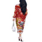 Koality Christmas Off The Shoulder Long Sleeve Dress Cute Aussie Koala Holiday - Aussie Hoodie