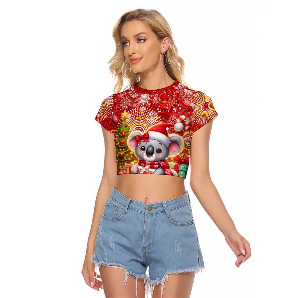 Koality Christmas Raglan Cropped T Shirt Cute Aussie Koala Holiday - Aussie Hoodie