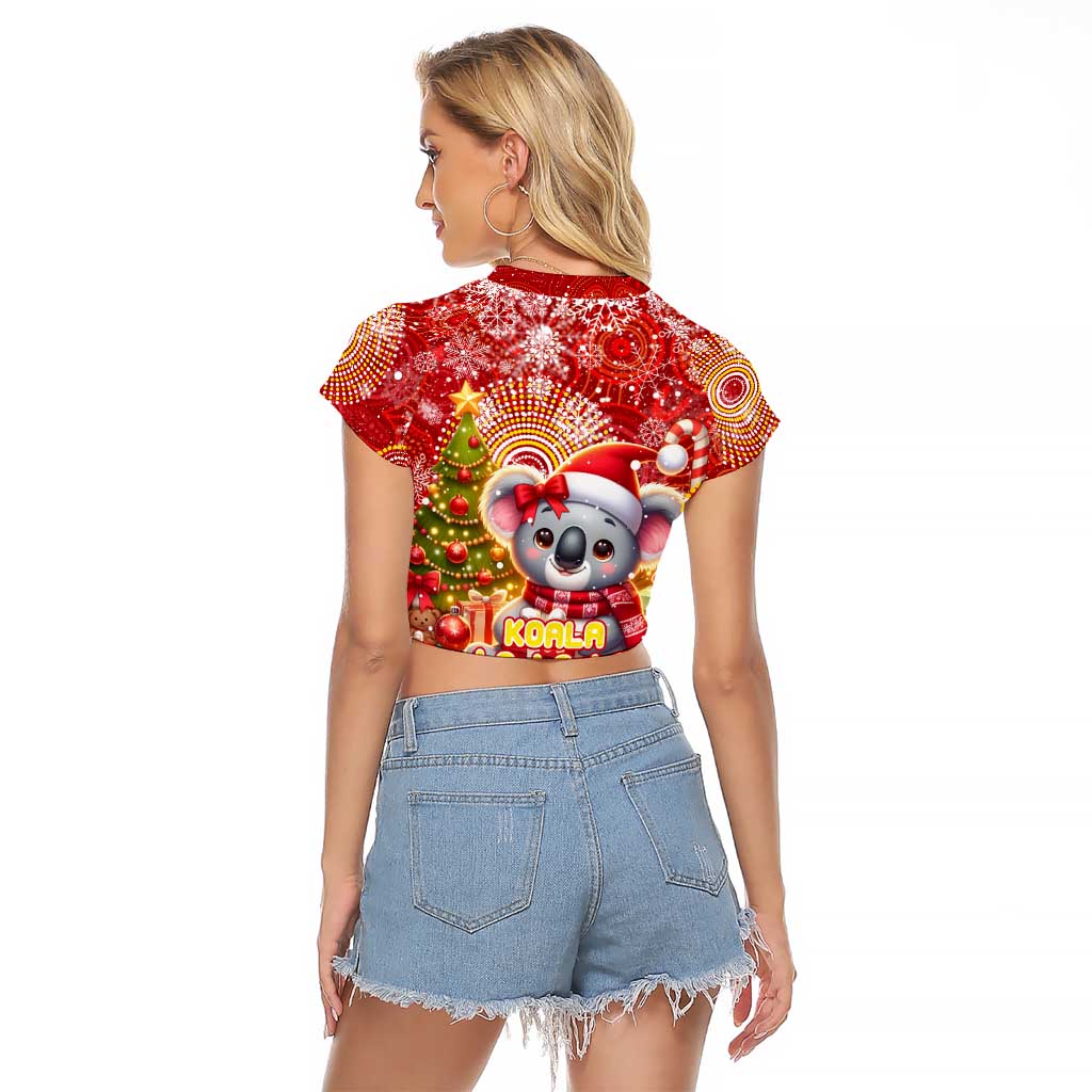 Koality Christmas Raglan Cropped T Shirt Cute Aussie Koala Holiday - Aussie Hoodie