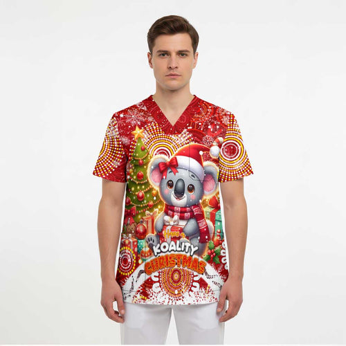 Koality Christmas Scrub Top Cute Aussie Koala Holiday - Aussie Hoodie