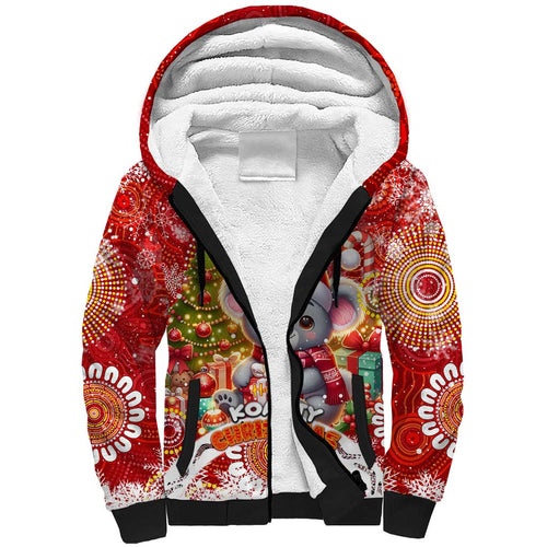 Koality Christmas Sherpa Hoodie Cute Aussie Koala Holiday - Aussie Hoodie