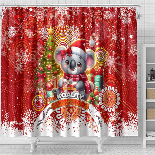 Koality Christmas Shower Curtain Cute Aussie Koala Holiday - Aussie Hoodie