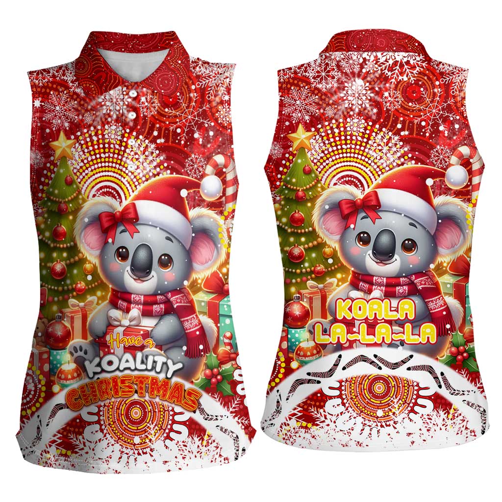 Koality Christmas Women Sleeveless Polo Shirt Cute Aussie Koala Holiday - Aussie Hoodie