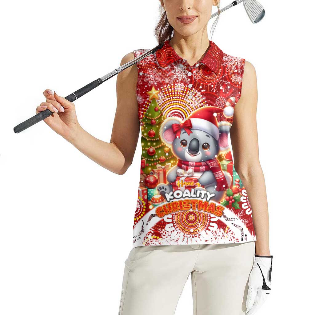 Koality Christmas Women Sleeveless Polo Shirt Cute Aussie Koala Holiday - Aussie Hoodie