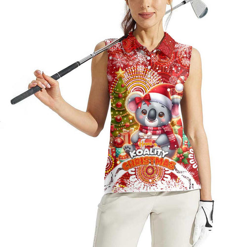Koality Christmas Women Sleeveless Polo Shirt Cute Aussie Koala Holiday - Aussie Hoodie