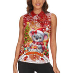 Koality Christmas Women Sleeveless Polo Shirt Cute Aussie Koala Holiday - Aussie Hoodie