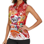 Koality Christmas Women Sleeveless Polo Shirt Cute Aussie Koala Holiday - Aussie Hoodie