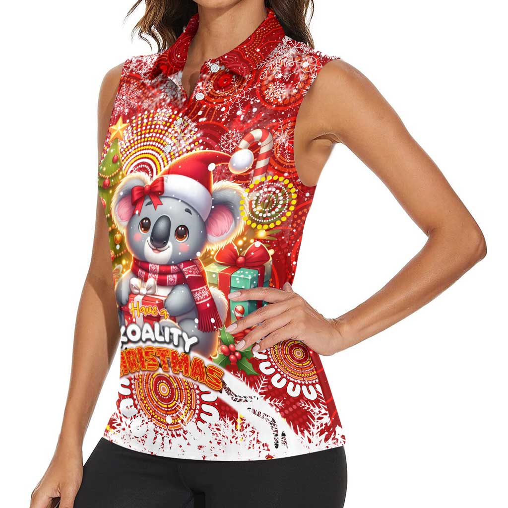 Koality Christmas Women Sleeveless Polo Shirt Cute Aussie Koala Holiday - Aussie Hoodie