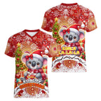 Koality Christmas Women V-Neck T-Shirt Cute Aussie Koala Holiday - Aussie Hoodie