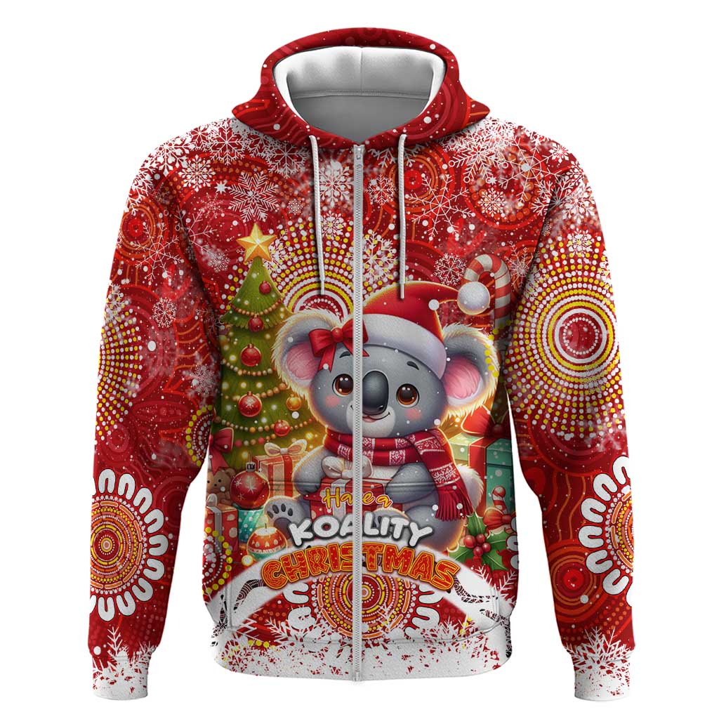 Koality Christmas Zip Hoodie Cute Aussie Koala Holiday - Aussie Hoodie