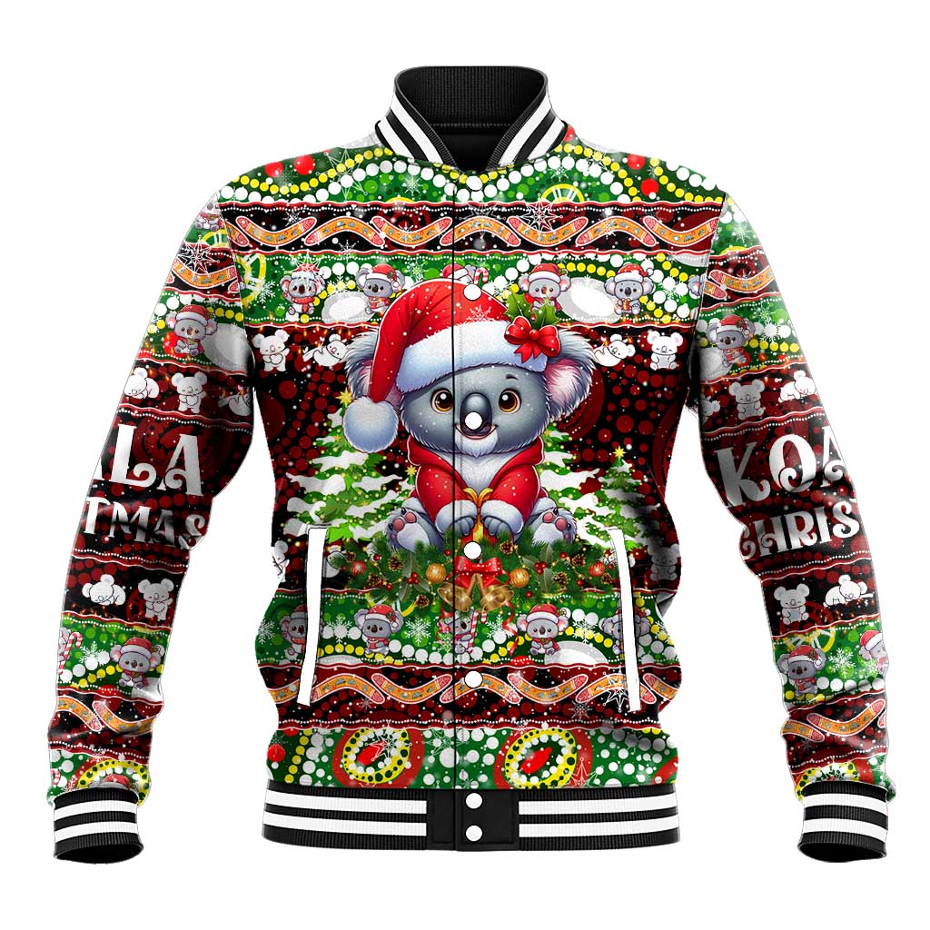 Koala Christmas Baseball Jacket Australia Aboriginal Cute Santa Koalas - Aussie Hoodie