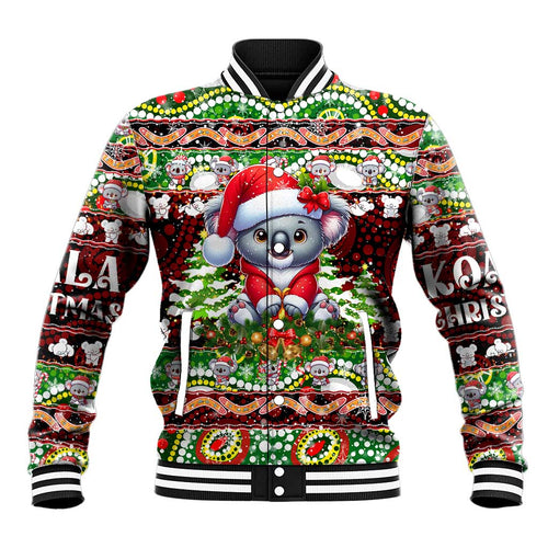 Koala Christmas Baseball Jacket Australia Aboriginal Cute Santa Koalas - Aussie Hoodie