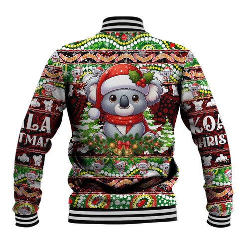 Koala Christmas Baseball Jacket Australia Aboriginal Cute Santa Koalas - Aussie Hoodie
