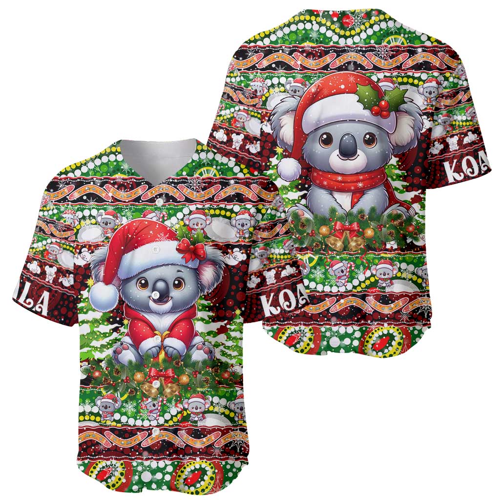 Koala Christmas Baseball Jersey Australia Aboriginal Cute Santa Koalas - Aussie Hoodie