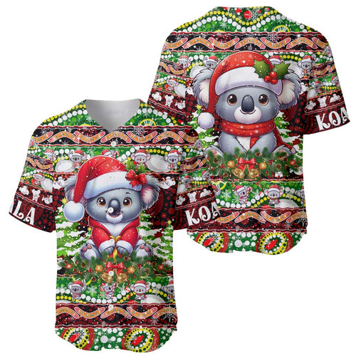 Koala Christmas Baseball Jersey Australia Aboriginal Cute Santa Koalas - Aussie Hoodie