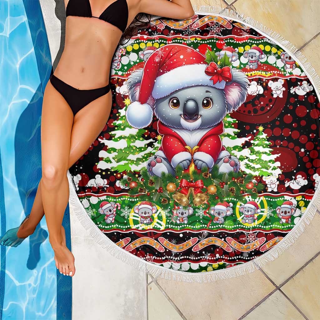 Koala Christmas Beach Blanket Australia Aboriginal Cute Santa Koalas - Aussie Hoodie