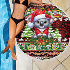 Koala Christmas Beach Blanket Australia Aboriginal Cute Santa Koalas - Aussie Hoodie