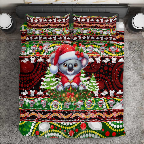 Koala Christmas Bedding Set Australia Aboriginal Cute Santa Koalas - Aussie Hoodie