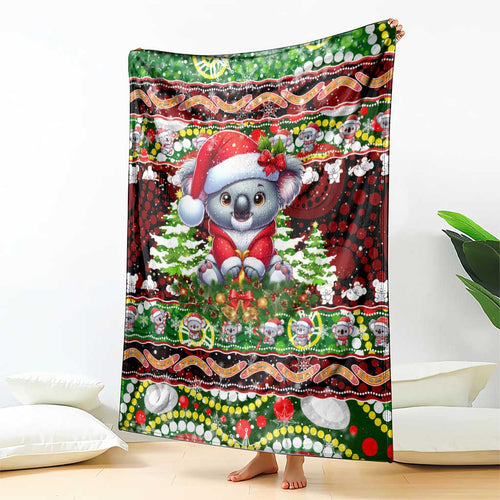 Koala Christmas Blanket Australia Aboriginal Cute Santa Koalas - Aussie Hoodie