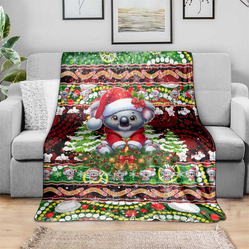 Koala Christmas Blanket Australia Aboriginal Cute Santa Koalas - Aussie Hoodie