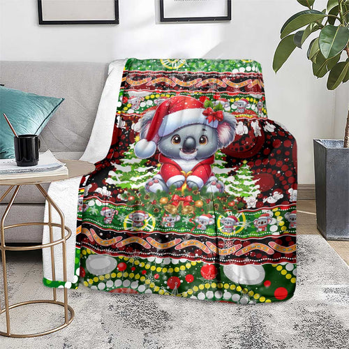 Koala Christmas Blanket Australia Aboriginal Cute Santa Koalas - Aussie Hoodie