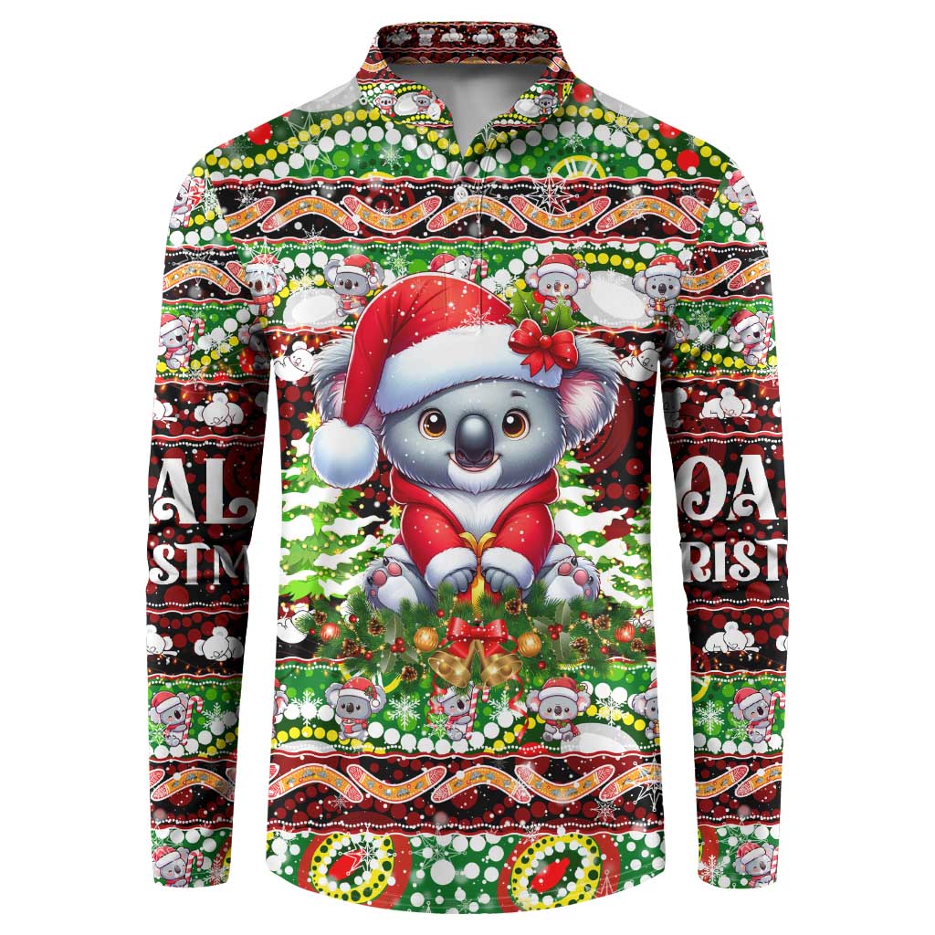 Koala Christmas Button Sweatshirt Australia Aboriginal Cute Santa Koalas - Aussie Hoodie