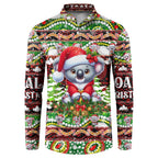 Koala Christmas Button Sweatshirt Australia Aboriginal Cute Santa Koalas - Aussie Hoodie