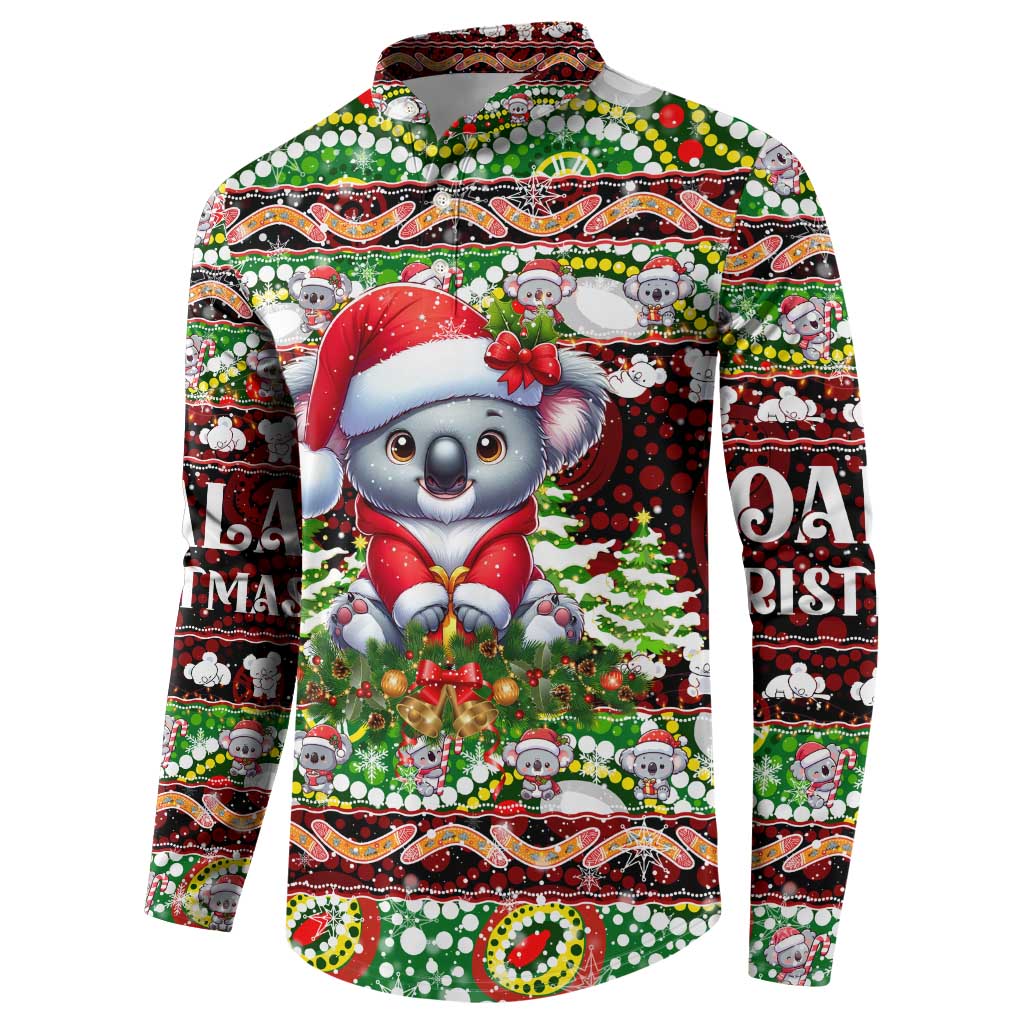Koala Christmas Button Sweatshirt Australia Aboriginal Cute Santa Koalas - Aussie Hoodie