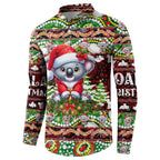 Koala Christmas Button Sweatshirt Australia Aboriginal Cute Santa Koalas - Aussie Hoodie