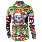 Koala Christmas Button Sweatshirt Australia Aboriginal Cute Santa Koalas - Aussie Hoodie