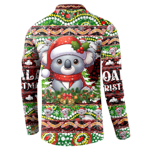 Koala Christmas Button Sweatshirt Australia Aboriginal Cute Santa Koalas - Aussie Hoodie