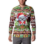 Koala Christmas Button Sweatshirt Australia Aboriginal Cute Santa Koalas - Aussie Hoodie