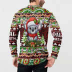 Koala Christmas Button Sweatshirt Australia Aboriginal Cute Santa Koalas - Aussie Hoodie