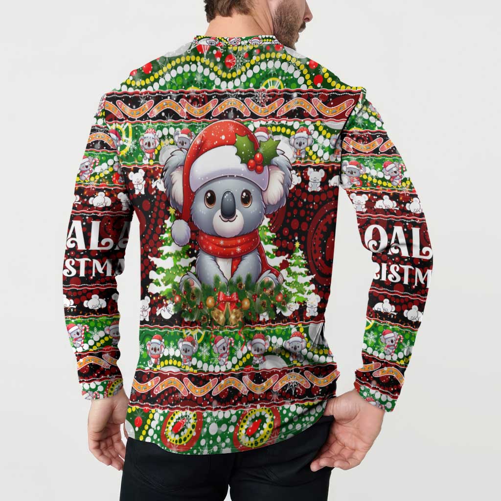 Koala Christmas Button Sweatshirt Australia Aboriginal Cute Santa Koalas - Aussie Hoodie
