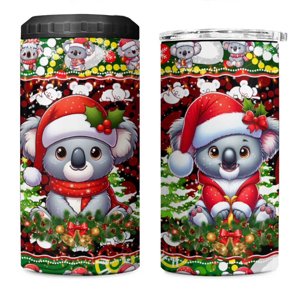 Koala Christmas 4 in 1 Can Cooler Tumbler Australia Aboriginal Cute Santa Koalas - Aussie Hoodie