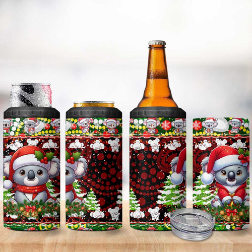 Koala Christmas 4 in 1 Can Cooler Tumbler Australia Aboriginal Cute Santa Koalas - Aussie Hoodie