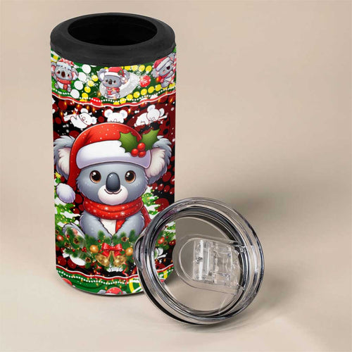 Koala Christmas 4 in 1 Can Cooler Tumbler Australia Aboriginal Cute Santa Koalas - Aussie Hoodie