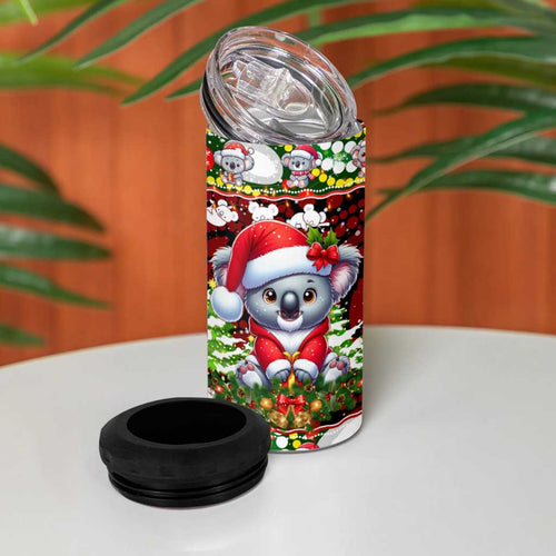 Koala Christmas 4 in 1 Can Cooler Tumbler Australia Aboriginal Cute Santa Koalas - Aussie Hoodie