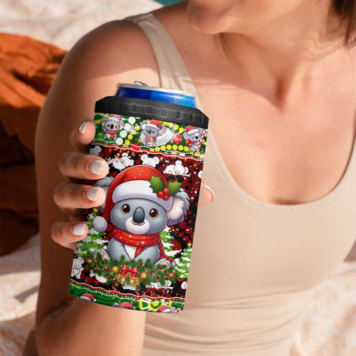 Koala Christmas 4 in 1 Can Cooler Tumbler Australia Aboriginal Cute Santa Koalas - Aussie Hoodie