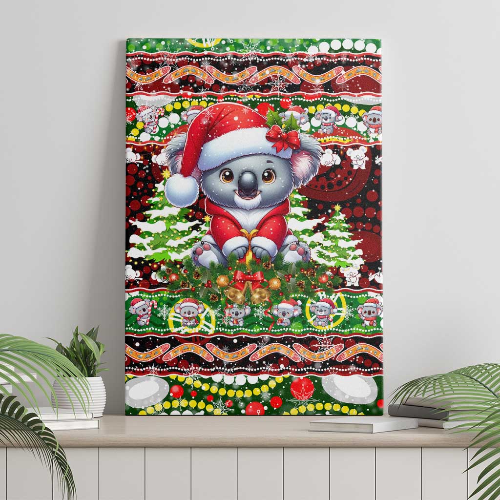 Koala Christmas Canvas Wall Art Australia Aboriginal Cute Santa Koalas - Aussie Hoodie