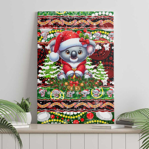 Koala Christmas Canvas Wall Art Australia Aboriginal Cute Santa Koalas - Aussie Hoodie