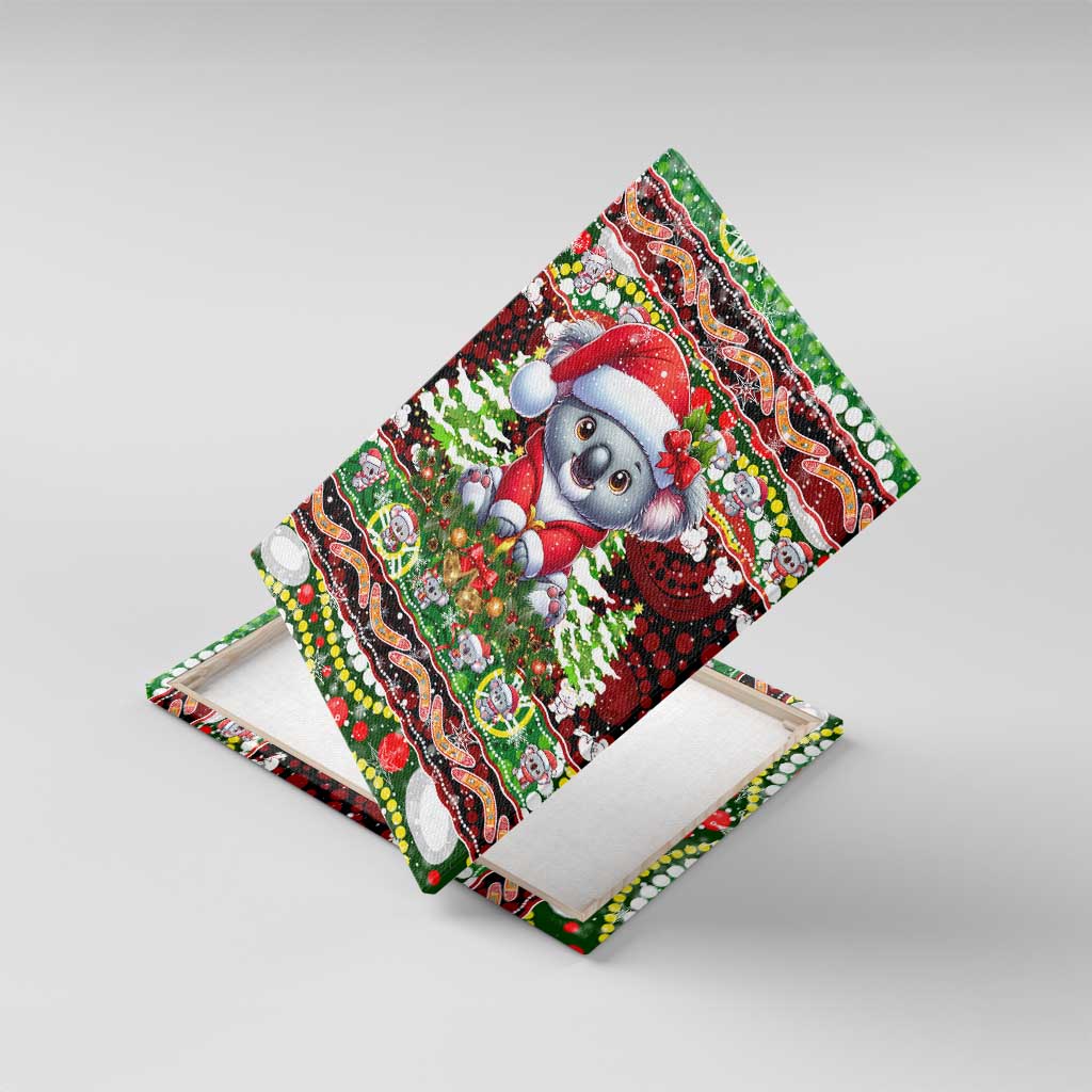 Koala Christmas Canvas Wall Art Australia Aboriginal Cute Santa Koalas - Aussie Hoodie