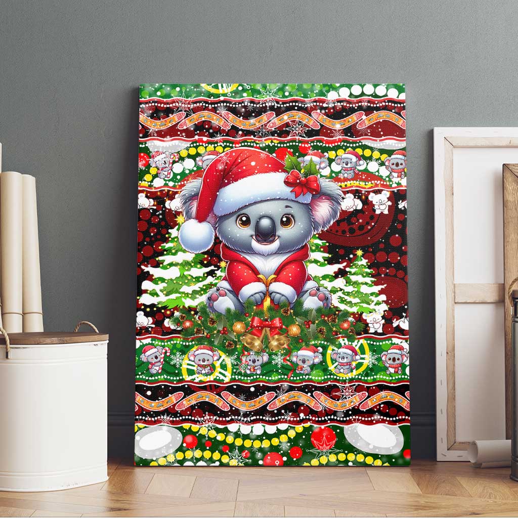 Koala Christmas Canvas Wall Art Australia Aboriginal Cute Santa Koalas - Aussie Hoodie