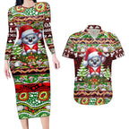 Koala Christmas Couples Matching Long Sleeve Bodycon Dress and Hawaiian Shirt Australia Aboriginal Cute Santa Koalas - Aussie Hoodie