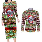 Koala Christmas Couples Matching Long Sleeve Bodycon Dress and Long Sleeve Button Shirt Australia Aboriginal Cute Santa Koalas - Aussie Hoodie