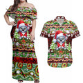 Koala Christmas Couples Matching Off Shoulder Maxi Dress and Hawaiian Shirt Australia Aboriginal Cute Santa Koalas - Aussie Hoodie