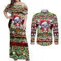 Koala Christmas Couples Matching Off Shoulder Maxi Dress and Long Sleeve Button Shirt Australia Aboriginal Cute Santa Koalas - Aussie Hoodie