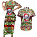 Koala Christmas Couples Matching Short Sleeve Bodycon Dress and Hawaiian Shirt Australia Aboriginal Cute Santa Koalas - Aussie Hoodie