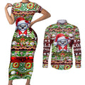 Koala Christmas Couples Matching Short Sleeve Bodycon Dress and Long Sleeve Button Shirt Australia Aboriginal Cute Santa Koalas - Aussie Hoodie