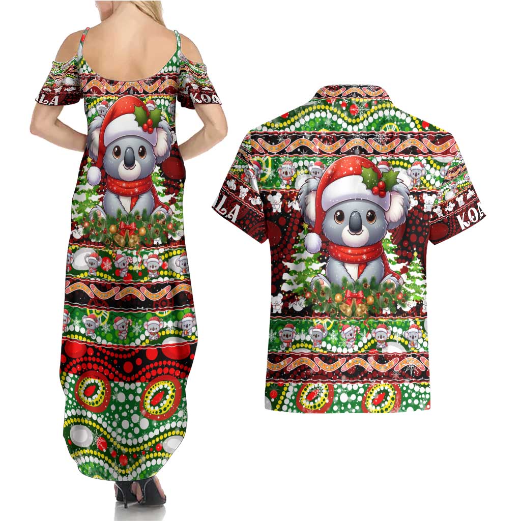 Koala Christmas Couples Matching Summer Maxi Dress and Hawaiian Shirt Australia Aboriginal Cute Santa Koalas - Aussie Hoodie